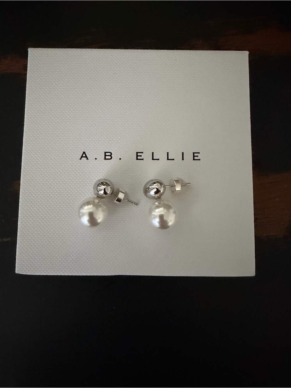 A.B. ELLIE Silver Pearl Drop Stud Earrings